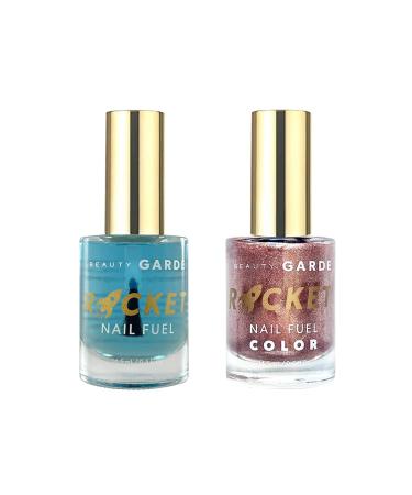 BeautyGARDE Rocket Nail Fuel & Polish Nail Care 2 Pack 1 Rocket Nail Fuel & 1 Nail Polish Color Sugar Cookie Nail Strengthener & Growth Treatment Nail Polish 7-Free Nonie Cr me 1 Oz