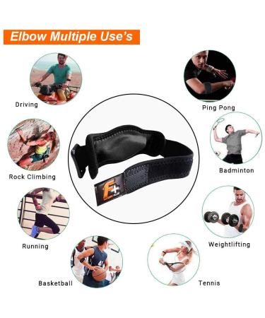 Tennis Elbow Support Brace with Compression Pad for Pain Relief | Ideal for Golfer's & Tennis Elbow | Epicondylitis Clasp & Weather Resistant (Single Piece - Buy Online on GoSupps.com