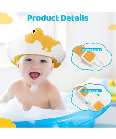 Kids Shower Cap Adjustable Hair Washing Caps Ear Covers for Shower Hair Washing Shampoo Shield Baby Visor for Eyes and Ears Protector Bath Head Shield for Infant (Yellow) - Buy Online on GoSupps.com