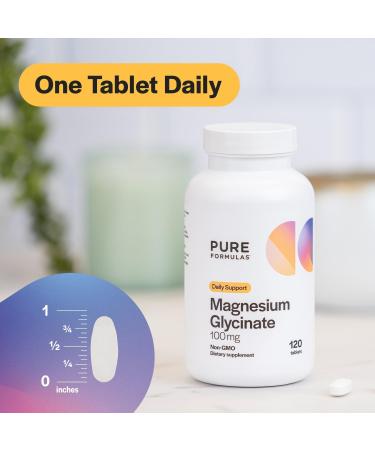 PureFormulas Magnesium Glycinate 100 mg Daily Support for Stress Nerves Sleep Muscles Metabolism Pure Magnesium Glycinate Supplement for Women and Men Magnesio Non-GMO 120 Tablets 120 Count (Pack of 1) - Buy Online on GoSupps.com
