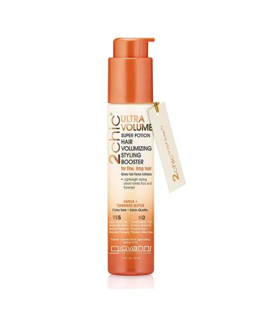 GIOVANNI 2chic Ultra-Volume Super Potion, 1.8 oz. - Daily Volumizing Formula with Papaya & Tangerine Butter, Promotes Weightless Control for Fine Limp Thin Hair, No Parabens, Color Safe Hair Oil Serum - 1 Pack 1.8 Fl Oz