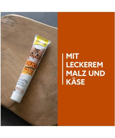 GimCat Duo Paste Anti-Hairball Malt and Cheese - 50g Tube for Natural Hairball Prevention in Cats - Buy Online on GoSupps.com