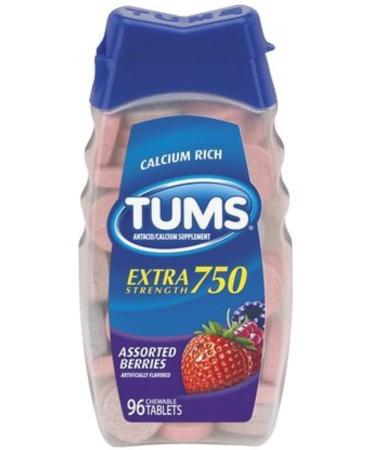 Tums Extra Strength Assorted Berries Calcium & Antacid 96 ct (Pack of 8)