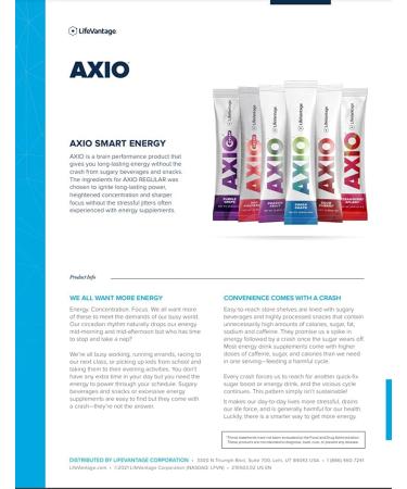 LifeVantage Axio Sour Cherry 30 Packs - Natural Energy Supplement - Buy Online on GoSupps.com