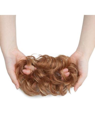 Real Fashion Hair Bun Extensions Messy Curly Hair Scrunchies Hairpieces Donut Updo Chignon Hair Piece for Women Girls Light Auburn to 26# Blonde - Buy Online on GoSupps.com