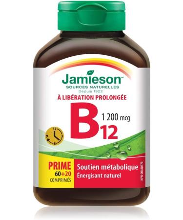 Jamieson No Fishy Aftertaste Omega-3 and Turmeric & Vitamin B12 (Cobalamin) 1200mcg Timed Release 80tablets SUPPLEMENT + VITAMIN na - Buy Online on GoSupps.com