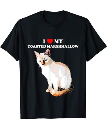Reluctant Men's I Love My Toasted Marshmallow Flame Point Siamese Cat Kitten T-Shirt XXL Black