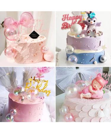 Bubble Balls Cupcake Toppers Set - 16Pcs Pink Cake Insert Toppers for Wedding, Anniversary, Mother's Day, Birthday Party Decorations - Buy Online on GoSupps.com