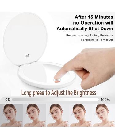 Diane Travel Mirror with Light 1x/10x Compact Magnifying Mirror Handheld 2-Sided Pocket Mirror Led Small Makeup Mirror for Purses Mirror for Handbag Round USB Charging 3.5in (White) - Buy Online on GoSupps.com