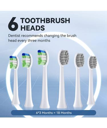 Sonic Electric Toothbrush for Adults | 6 Brush Heads & Travel Case | Fast Charge & Smart Timer | 5 Modes Whitening Toothbrushes by JTF - Buy Online on GoSupps.com