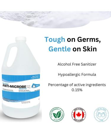 Anti-Microbe M Hand Sanitizer Foam Kills 99% of Bacteria & Germs Alcohol-Free Hypoallergenic & Fragrance-Free Safe for Kids Includes Single Foam Pump 3.78L - Buy Online on GoSupps.com
