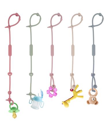 5 PCs pacifier chain adjustable silicone pacifier tape stroller toy chain bpa-free 100% food quality silicone baby cup catcher for toys strollers car seats 5 colors - Buy Online on GoSupps.com