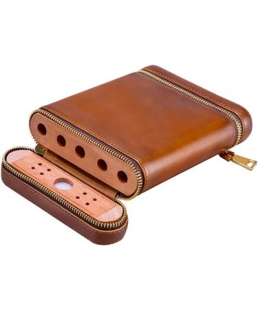 Cigar Humidor in Cedar Wood Travel Waterproof Cigar Case Portable Cigar Travel Leather Humidor Box Brown - Buy Online on GoSupps.com