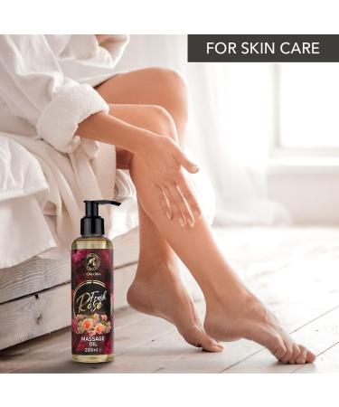 Massage Oil Rose 200ml | Relaxing Body Oil with Rose Wood Almond & Grape Seed | All Skin Types | Fragrant Relaxation - Buy Online on GoSupps.com