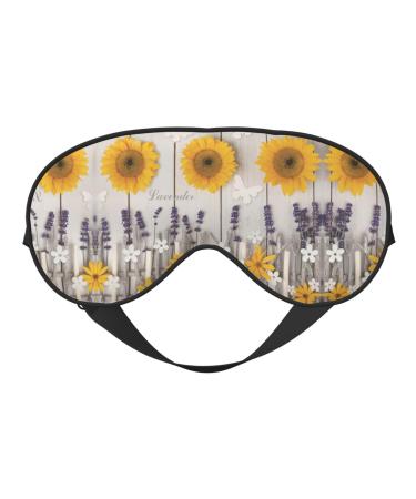 Sunflowers on Wooden Mask for Deep Sleep & Relaxation - Adjustable Soft & Breathable Blindfold for Travel Meditation & More