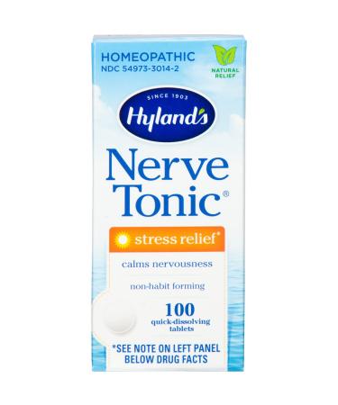 Hyland's Nerve Tonic Stress Relief Tablets, Natural Relief of Restlessness, Nervousness and Irritability Symptoms, Non-Habit Forming, 100 Count 100 Count (Pack of 1)