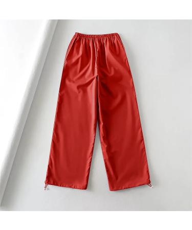 Gufesf Women's Cargo Parachute Pants - Low Waist Y2K Style | AK-F-Red Medium - Buy Online on GoSupps.com