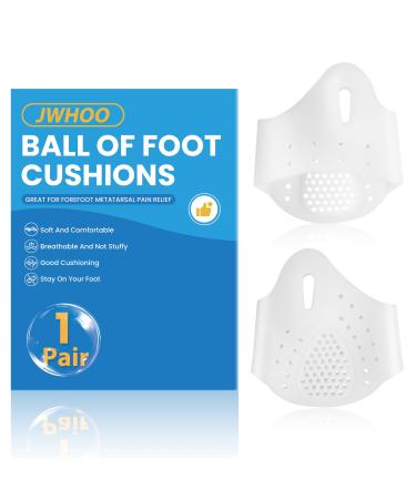 Metatarsal Pads (1 Pair) Soft & Durable Ball of Foot Cushions for Men & Women Gel Toe Separator Spacers Idea Foot Pads for Mortons Neuroma Blisters Callus Metatarsal Pain Relief - White