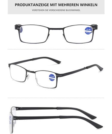 Lanomi Vintage Foldable Reading Glasses - UV400 Blue Light Filter Rectangular Computer Glasses with Case Black 1.0x - Buy Online on GoSupps.com