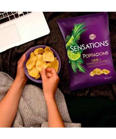 Walkers Sensations Poppadoms Lime & Coriander Sharing Bag (82.5gX2) | Suitable for vegetarians | Bag for sharing | Light & crispy texture | No MSG - Buy Online on GoSupps.com