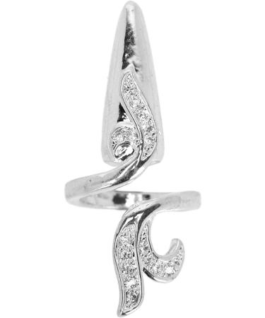 Fingernail Ring Electroplated Copper Charming Rhinestones Unique Shiny Nail Ring Art Decoration for Nail Art Decoration(Silver tail finger) - Buy Online on GoSupps.com