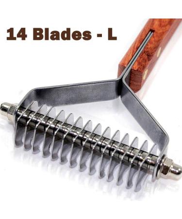 AIDIYA Coat King Rake 14-Blade Rake Pet Undercoat Rake Professional Pet Dematting Comb Grooming Stripping Tool for Dogs and Cats (8.8cm) - Buy Online on GoSupps.com