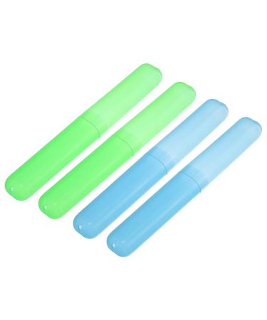 VOCOSTE 4 Pcs Toothbrush Travel Case Plastic Lightweight Traveling Toothbrush Holders Case for Travel Business Blue Green 7.48"x1.06" Blue Green