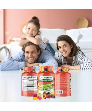 MYVIDAPURE Fruit Mix Prebiotic Fiber Gummies - Natural Strawberry, Peaches & BlackBerry Flavor - 60 Gummies (Non-GMO, Gelatin-Free) - Buy Online on GoSupps.com