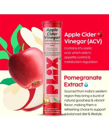 PLIX Apple Cider Vinegar with Mother 30 Effervescent Tablets | 700 mg ACV Supplements for Weight Management Support | No Added Sugar Non-GMO & Gluten-Free -Pack of 2 30 Tablets (Pack of 2) - Buy Online on GoSupps.com