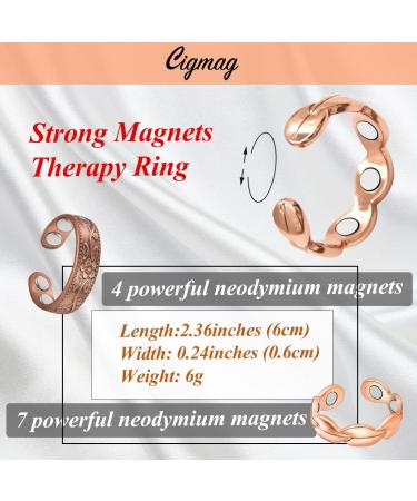 Cigmag 2PCS Copper Magnetic Rings for Women - Adjustable Solid Pure Copper - Gift Box Included - Valentine's Day Jewelry - Buy Online on GoSupps.com