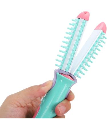 Buy Pink Ceramic Curling Iron Brush - 2-in-1 Hair Curler & Straightener for Short Hair | Travel-Friendly Anti-Scald Instant Heat Up - Buy Online on GoSupps.com