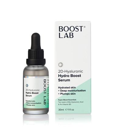 BOOST LAB 2D-Hyaluronic Hydro Boost Serum Women & Men Provides Lasting Hydration With Deep Moisturization + Plumps Skin - Simple Pure & Potent - Paraben Sulphate Fragrance Free - 30 ml (1 fl oz)