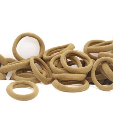 100 Pack Seamless Cotton Elastic Hair Ties for Women - Sand | Ponytail Holders for Thick Hair - No Crease, No Damage, Stretch Hair Accessories - Buy Online on GoSupps.com