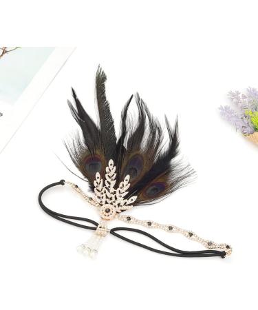 IYOU Crystal Flapper Headpiece Black Feather Gatsby Headband Wedding Party 1920s Hair Band Accessories for Women - Buy Online on GoSupps.com