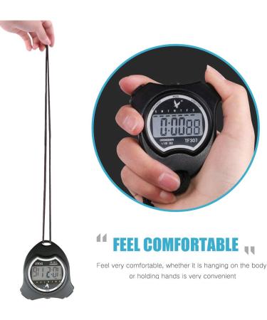 Digital Sports Stopwatch Timer - Handheld Chronograph with Alarm & Calendar for Swimming Football | Shockproof Coaching & Referee Equipment - Black - Buy Online on GoSupps.com