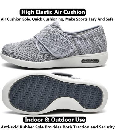 Women's Diabetic Shoes Extra Wide Width Breathable Mesh Adjustable Strap - Support for Swollen Feet, Arthritis & Edema - 9 Wide Light Gray - Buy Online on GoSupps.com