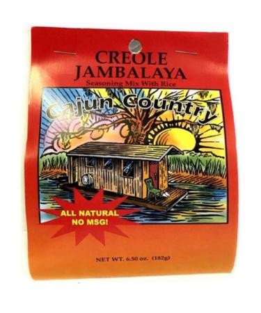 Cajun Country Creole Jambalaya Seasoning Mix With Rice, 6.5 Ounce Bag (No MSG, All Natural Ingredients - Makes 4 Servings)