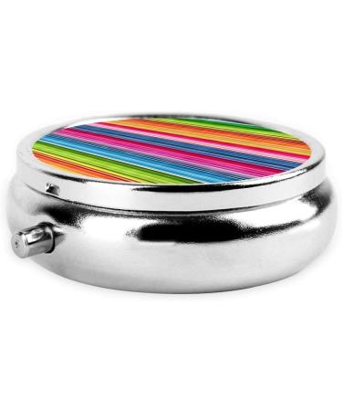Colorful Mexican Stripes Mini Round Pill Box - 3 Compartment Portable Pill Organizer for Home Office & Travel - Buy Online on GoSupps.com