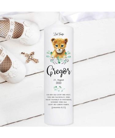 Personalized Lion Baby Baptism Candle - Wall Sticker 25cm x 7cm Unique Gift for Baptism Ceremony - Buy Online on GoSupps.com
