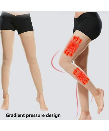 Thigh Support Stockings for Men & Women - Breathable Long Compression Socks for Varicose Veins & Swelling - Open Toe Elastic Design - Buy Online on GoSupps.com