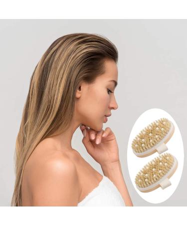 2-Pack Body Brush Set - Sourcetone Natural Wild Boar Bristle Massage Brushes for Soft Glowing Skin - Wet & Dry Use - Buy Online on GoSupps.com