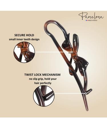 Parcelona French Twist n Clip Bow Tortoise Shell Celluloid Acetate Hair Clips (Set of 2) - Buy Online on GoSupps.com