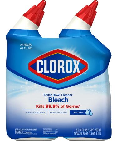 Clorox Toilet Bowl Cleaner, Healthcare Cleaner and Industrial Cleaner, Automatic Toilet Bowl Cleaner, Rain Clean, 24 Ounces (Pack of 2) - 30924
