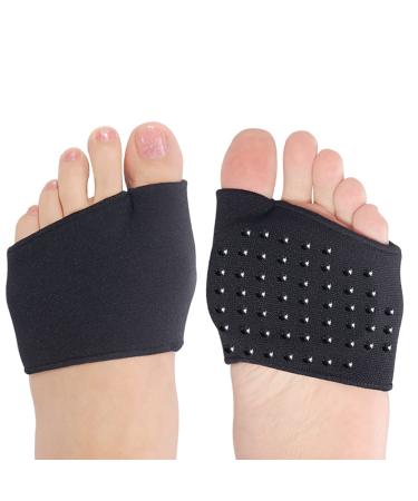 Ball of Foot Cushions Forefoot Pads  Poron - Made in USA  Metatarsal Pads Soft Fabric Support Pain Relief Foot Health Care Tight Fitting Feet for Women and Men (Black  2 pcs)
