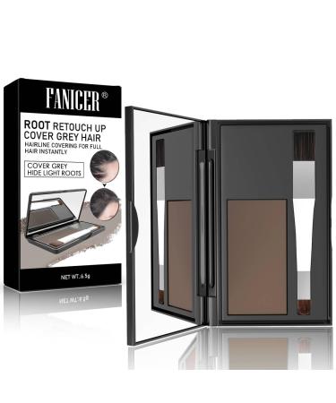 Root Cover Up Natural Looking Root Touch Up Powder Quick and Easy Hairline Shadow Powder with Brush and Mirrored Compact Root Cover Up Instantly Hairline (Medium Brown)