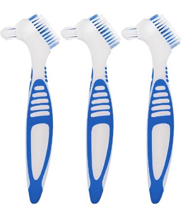 Denture Toothbrush Cleaning Brush Set - 6 Pieces Double Head Soft Bristle Brush for False Teeth - Blue and Orange - Buy Online on GoSupps.com