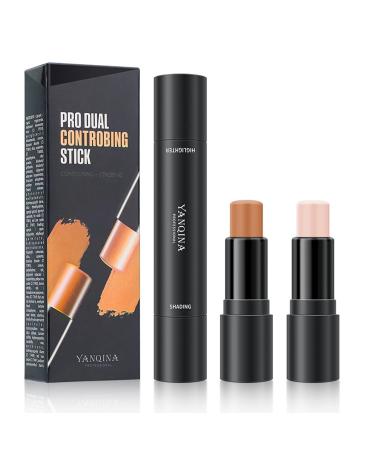 AZLESLOG 2023 Upgrade Contour Stick  2 Colors Double-end Contour Highlighter Stick Contour Stick Face Highlighter Contour Makeup Contouring Sticks Cream Concealer (Lotus  Light Brown)