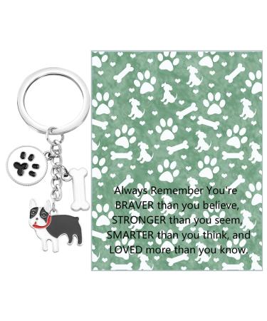 Ensianth Dog Keychain Gifts for Dog Lovers Puppy Keychain Dog Paw Print Keychain Gifts for Dog Owners Mom Dad Puppy Dog Keyring French Bulldog