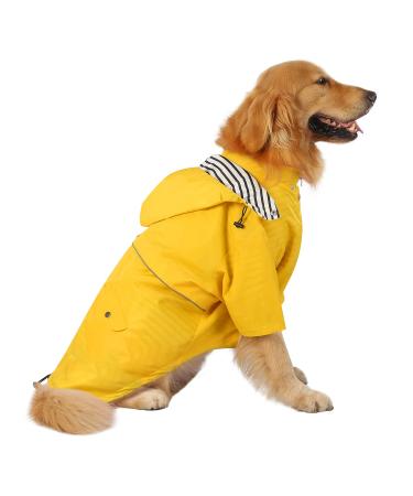 HDE Dog Raincoat Double Layer Zip Rain Jacket with Hood for Small to Large Dogs Yellow - 3XL XXX-Large Yellow