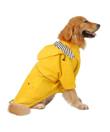HDE Dog Raincoat Double Layer Zip Rain Jacket with Hood for Small to Large Dogs Yellow - 3XL XXX-Large Yellow
